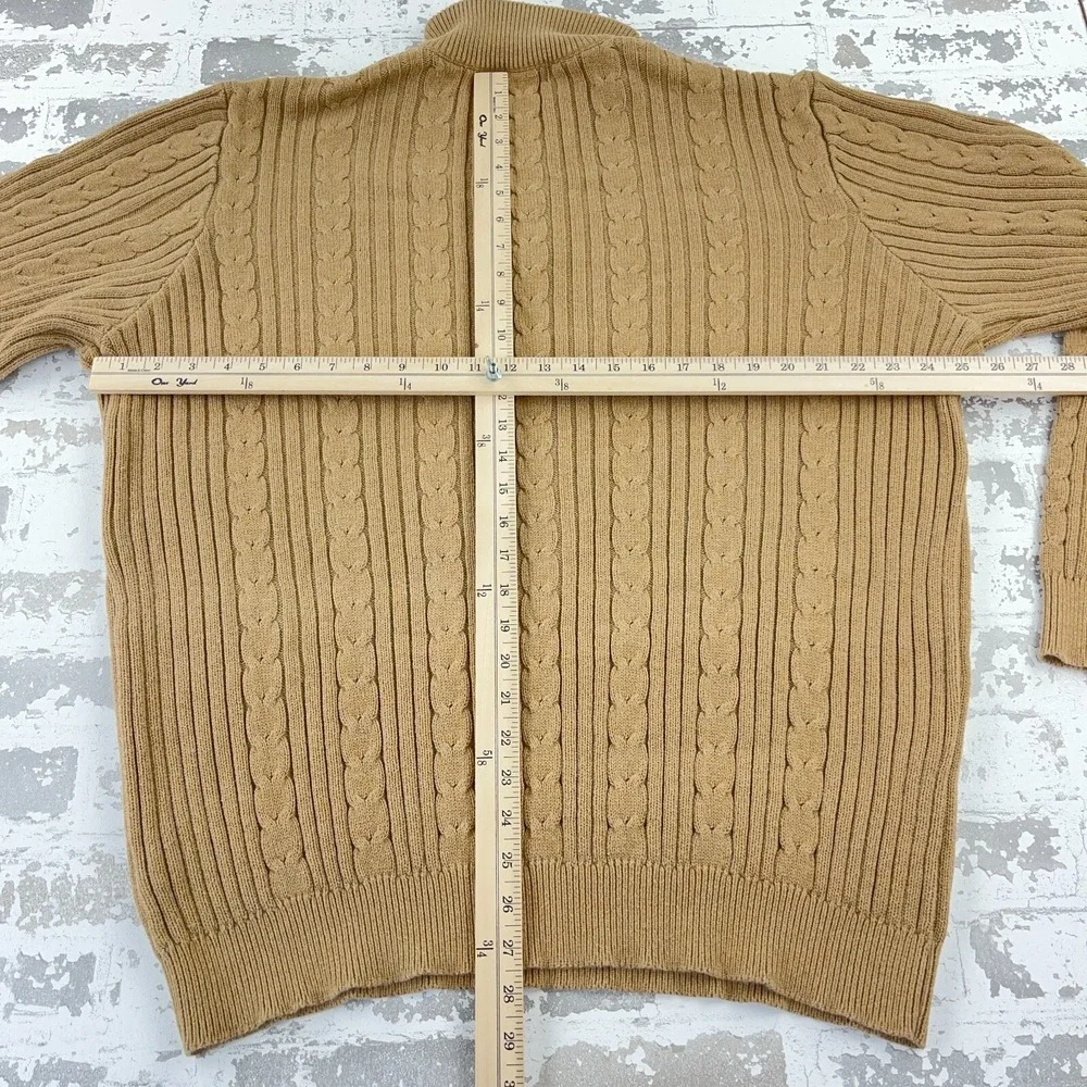 Eddie Bauer Sweater Men Large Tall Brown Heavy Cable Knit Pullover Textured - Picture 8 of 12
